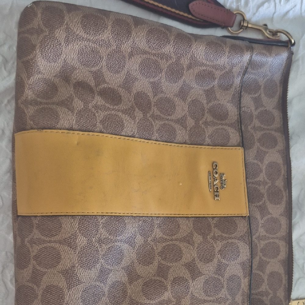 Coach Tan and Yellow Men's Messenger Bag